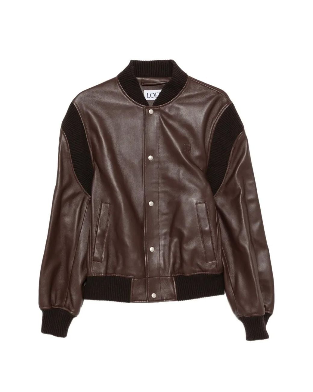 Loewe Brown Button-Down Leather Bomber Jacket for men