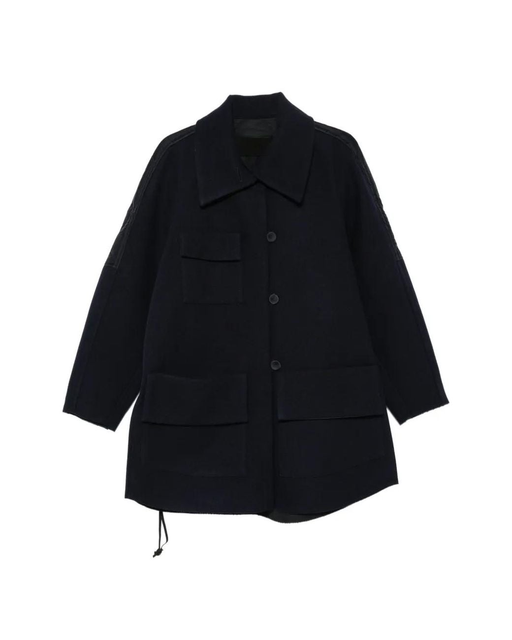 FRANCESCA MARCHISIO Blue Quilted-Panel Drawstring Coats