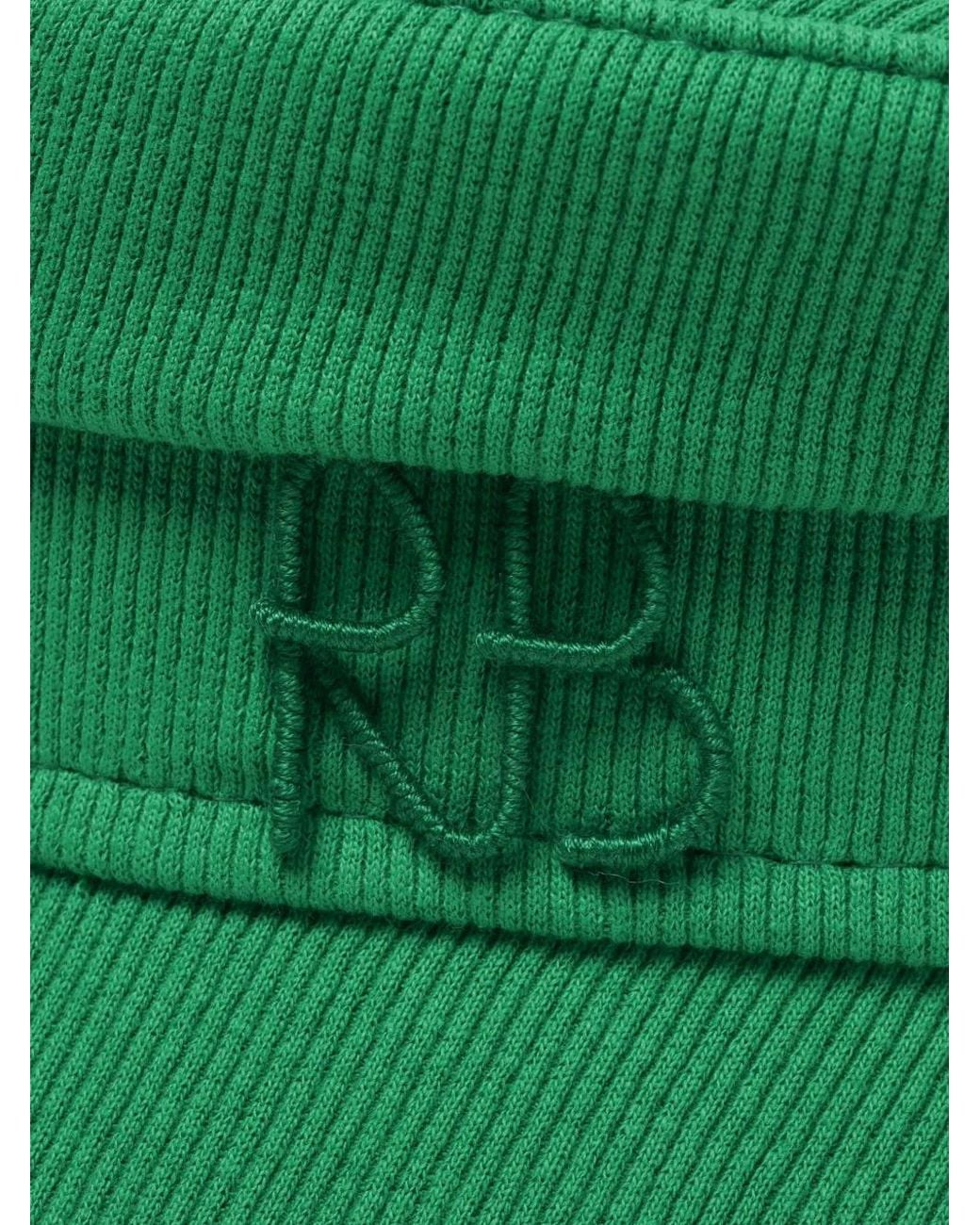Ruslan Baginskiy Green Logo-Embroidered Ribbed Baker Boy Hat