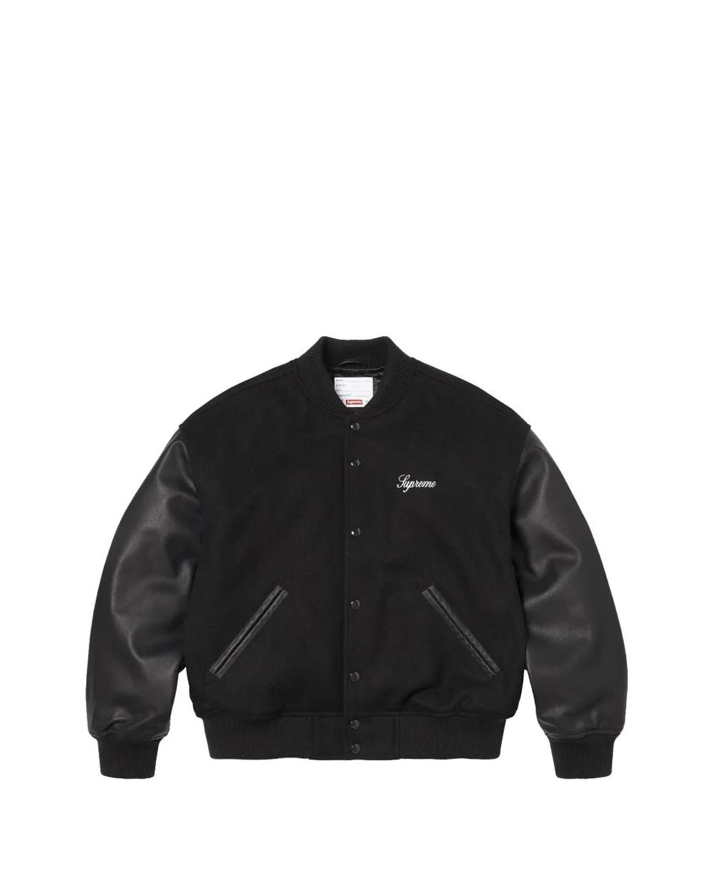 Supreme Black Cross Varsity Bomber Jacket for men