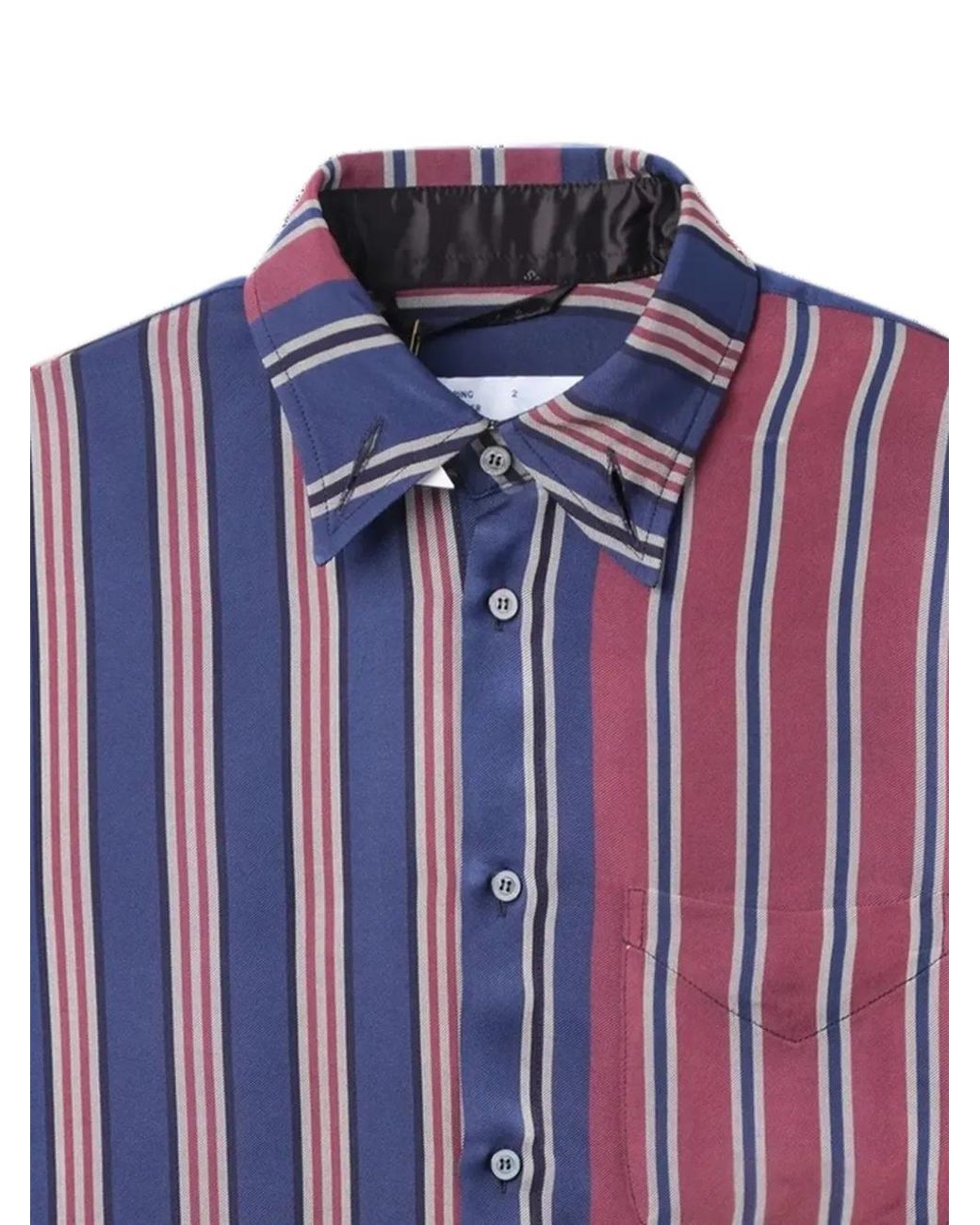 4SDESIGNS Purple Buttoned-Up Striped Shirt for men