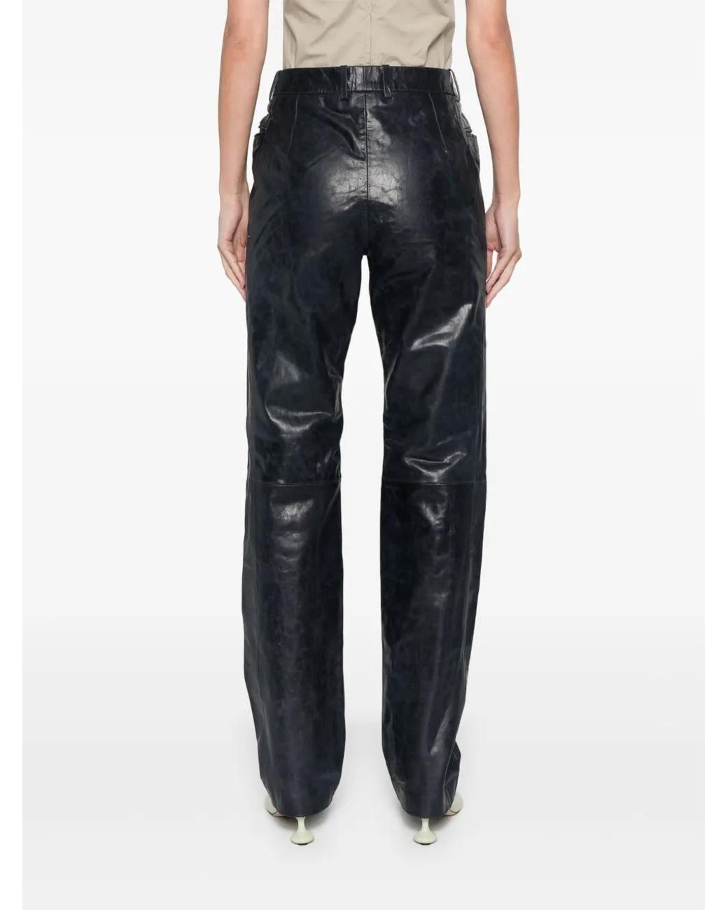 Remain Blue Slim-Fit Leather Trousers