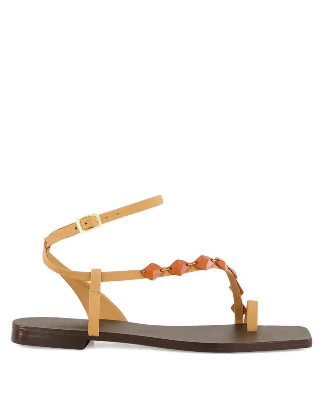 Johanna Ortiz Brown Dazzling Leather Crest Sandals