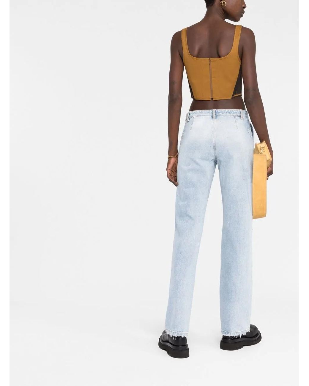 Palm Angels Blue Straight Jeans With A Worn Effect