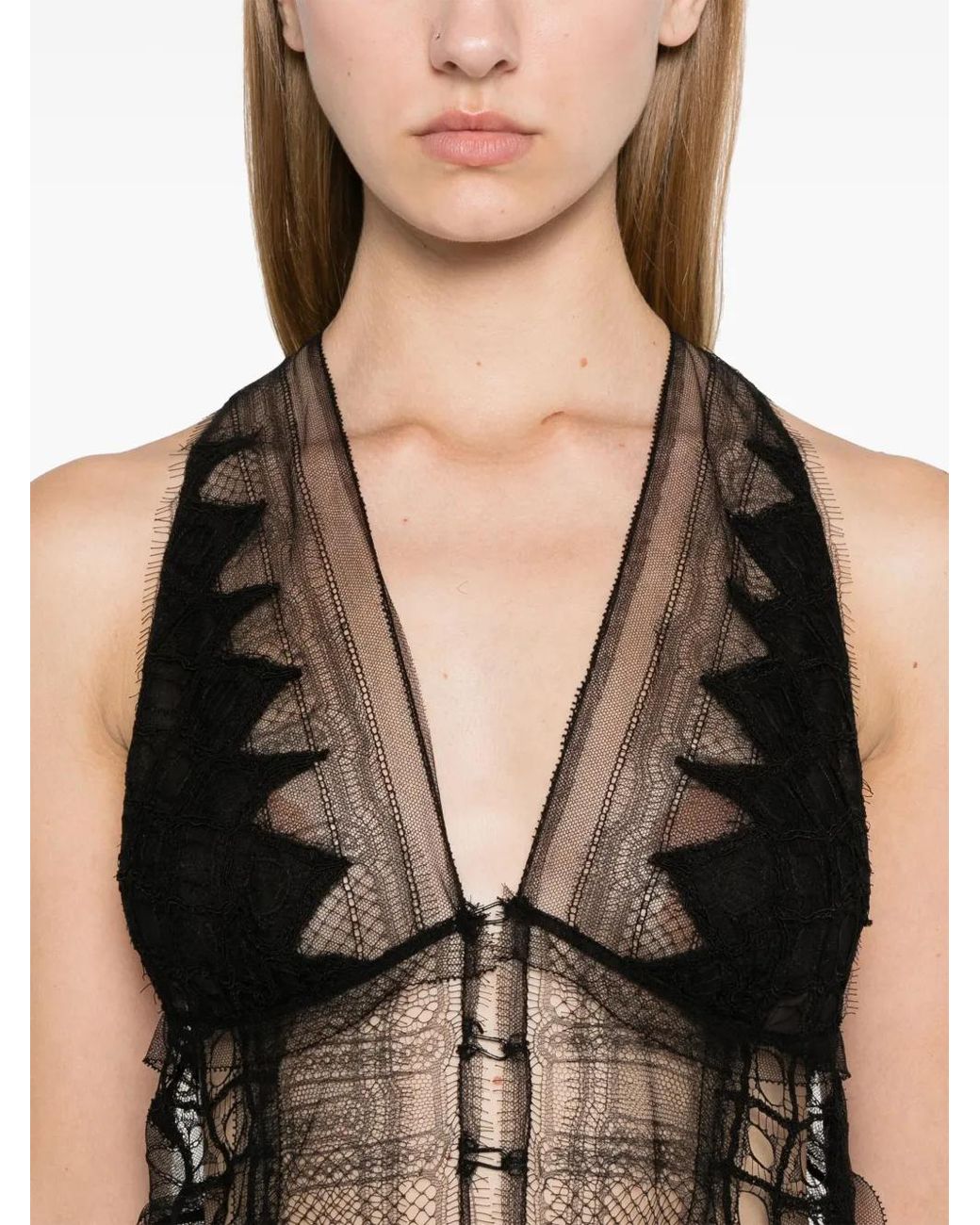 Christopher Esber Black Collage Lace Top - Women's - Cotton/polyamide/polyester/silk
