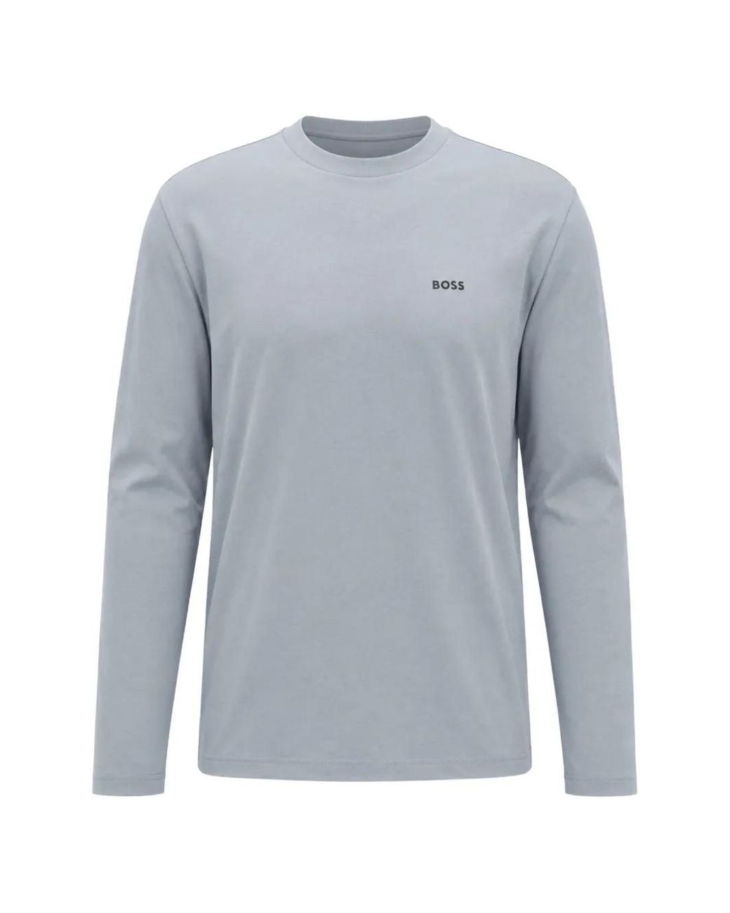 Boss Blue Long-Sleeve Logo-Print T-Shirt for men