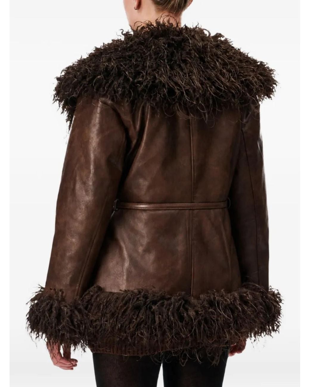 OW Collection Black Faux Fur-Trimmed Jacket