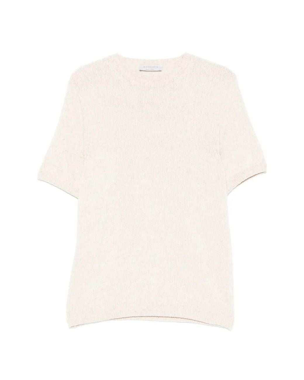 Jeordie's White Short-Sleeve Knitted Sweater for men
