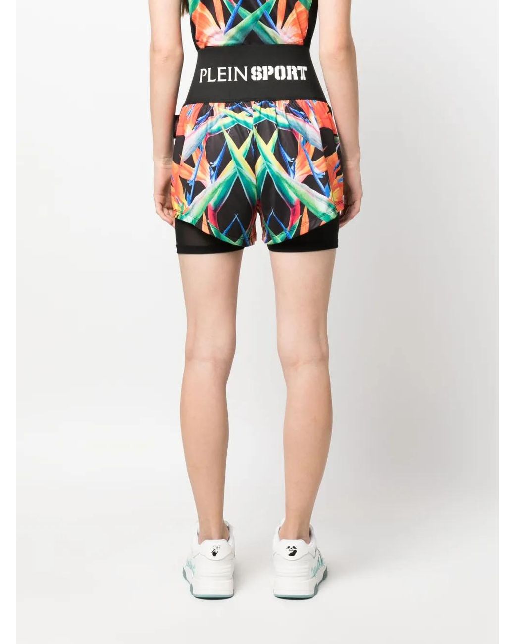 Philipp Plein Black Floral-Print Double-Layered Cotton Running Shorts