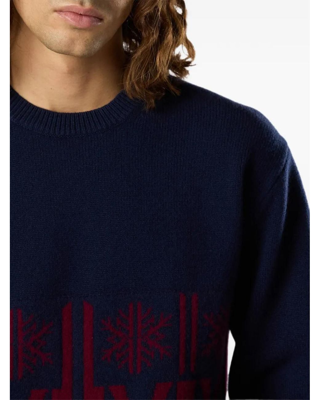 Rossignol Blue Patterned Crew-Neck Sweater for men