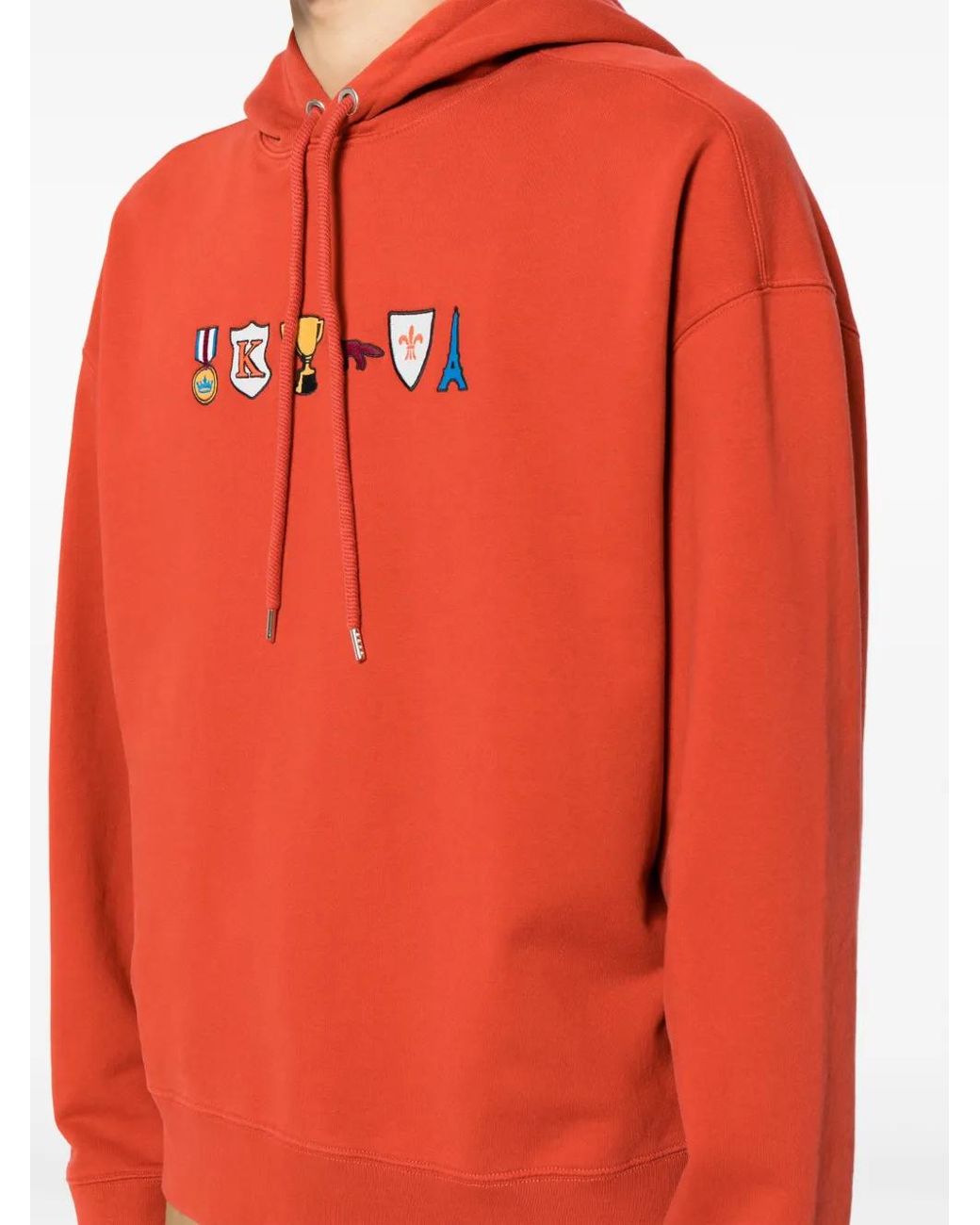 Maison Kitsuné Orange Prizes Motif-Embroidered Cotton Hoodie for men