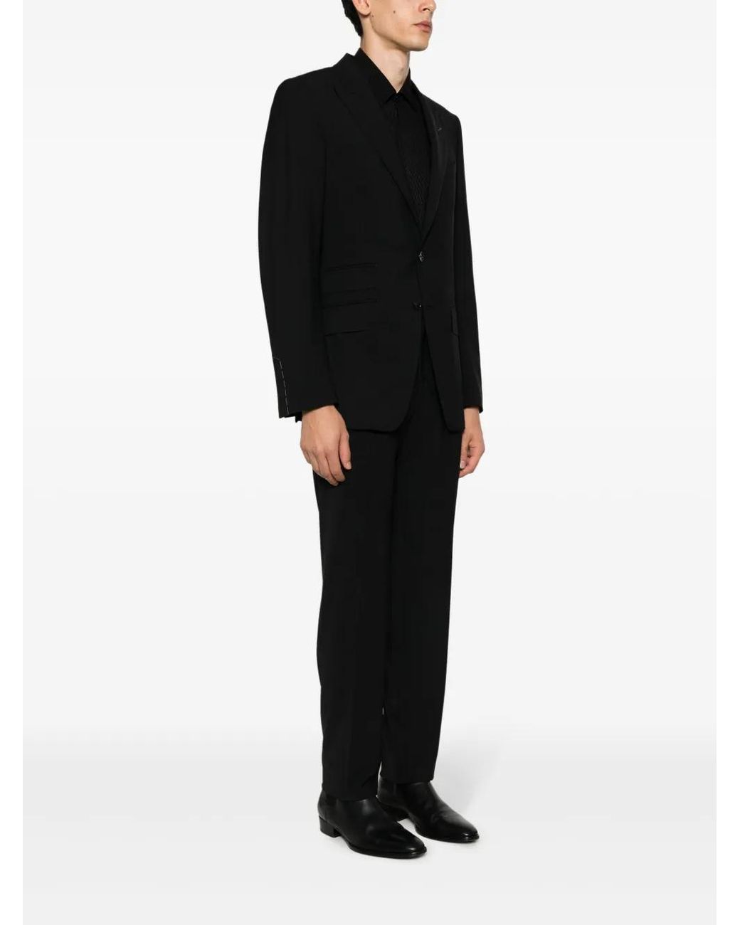 Tom Ford Black Single-Breasted Wool Suit for men