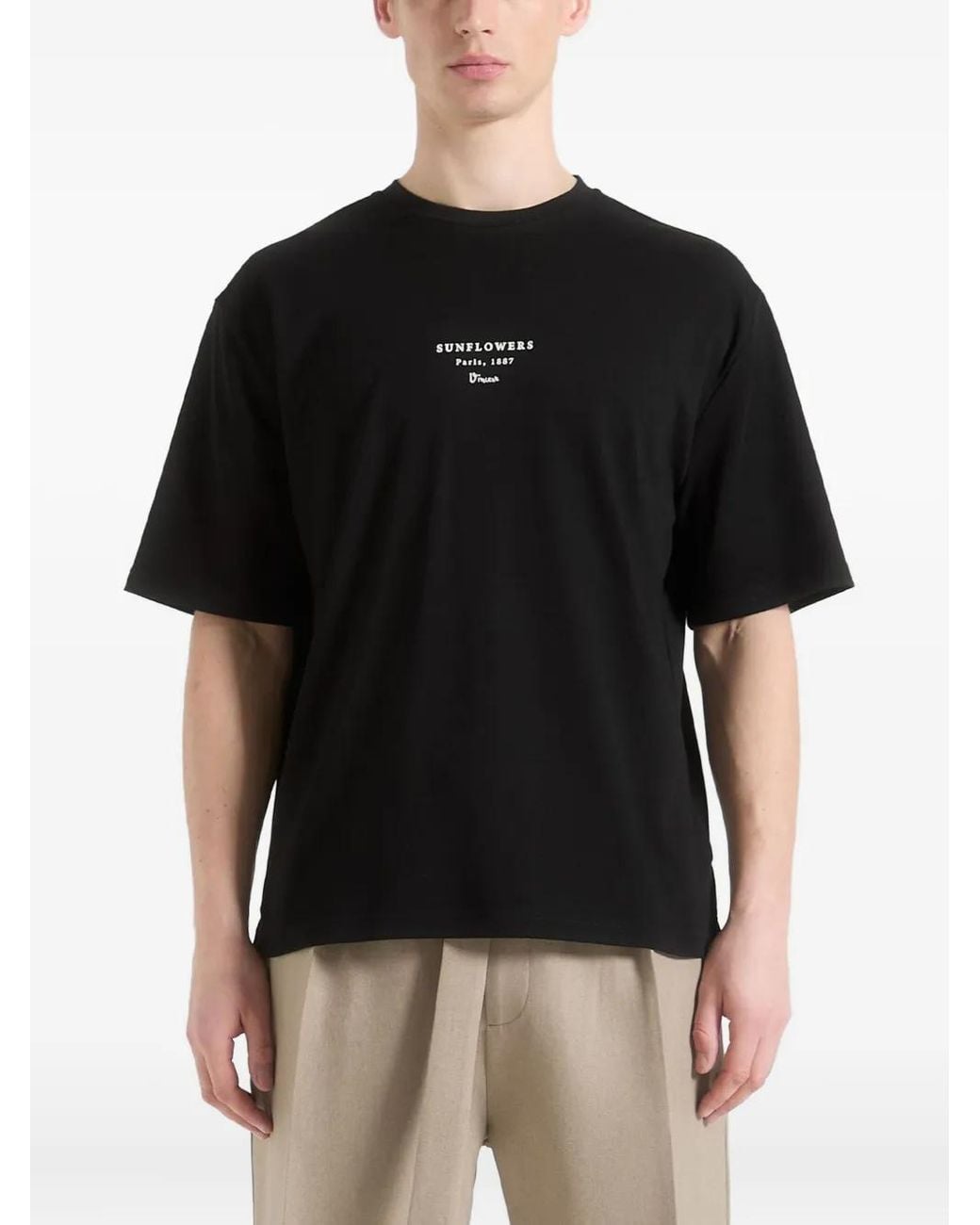 Manière De Voir Black Sunflowers Van Gogh Cotton T-Shirt for men