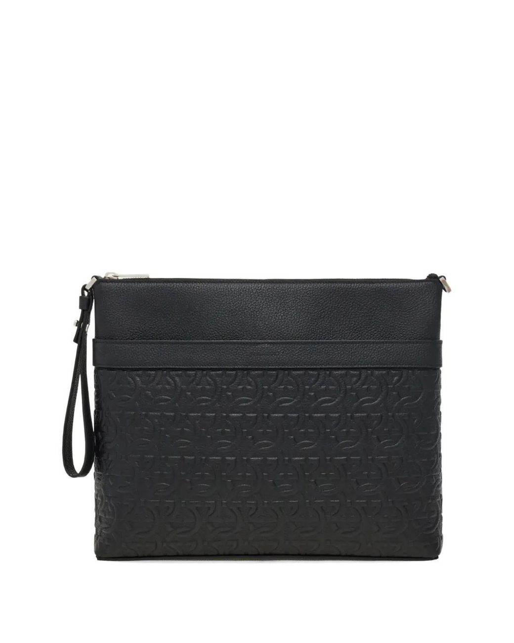 Ferragamo Black Gancini Messenger Bag for men