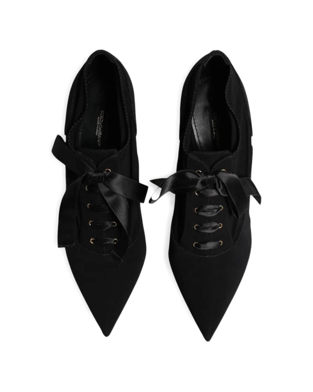 Dolce & Gabbana Black Lace-Up Pointed-Toe Pumps