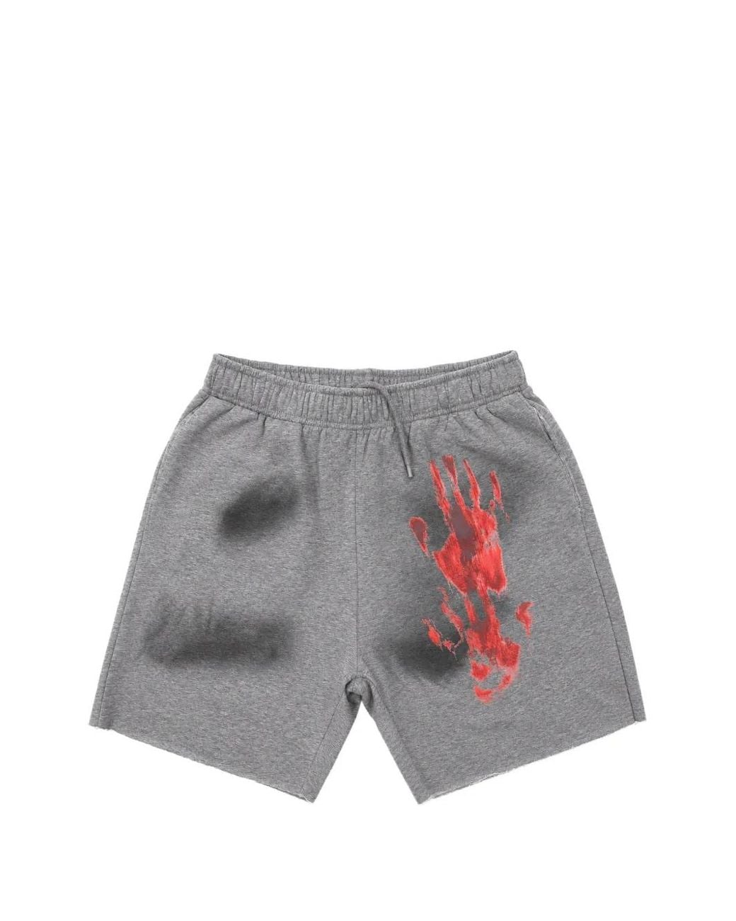 WARMAN Gray Hand-Print Raw-Cut Shorts for men