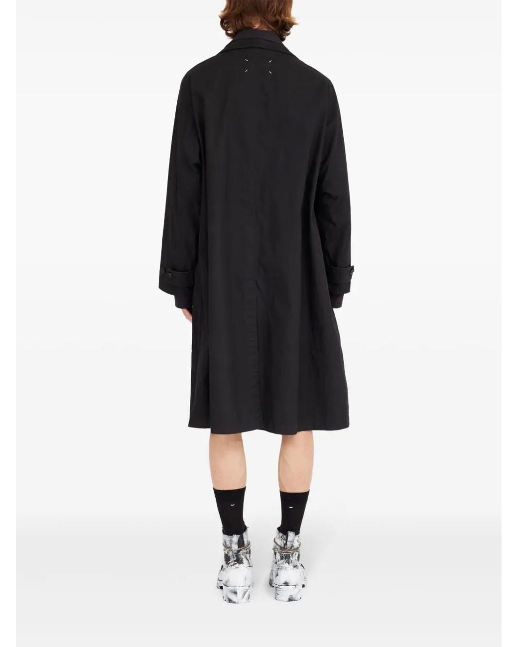 Maison Margiela Black Cotton Trench Coat With Double Collar for men