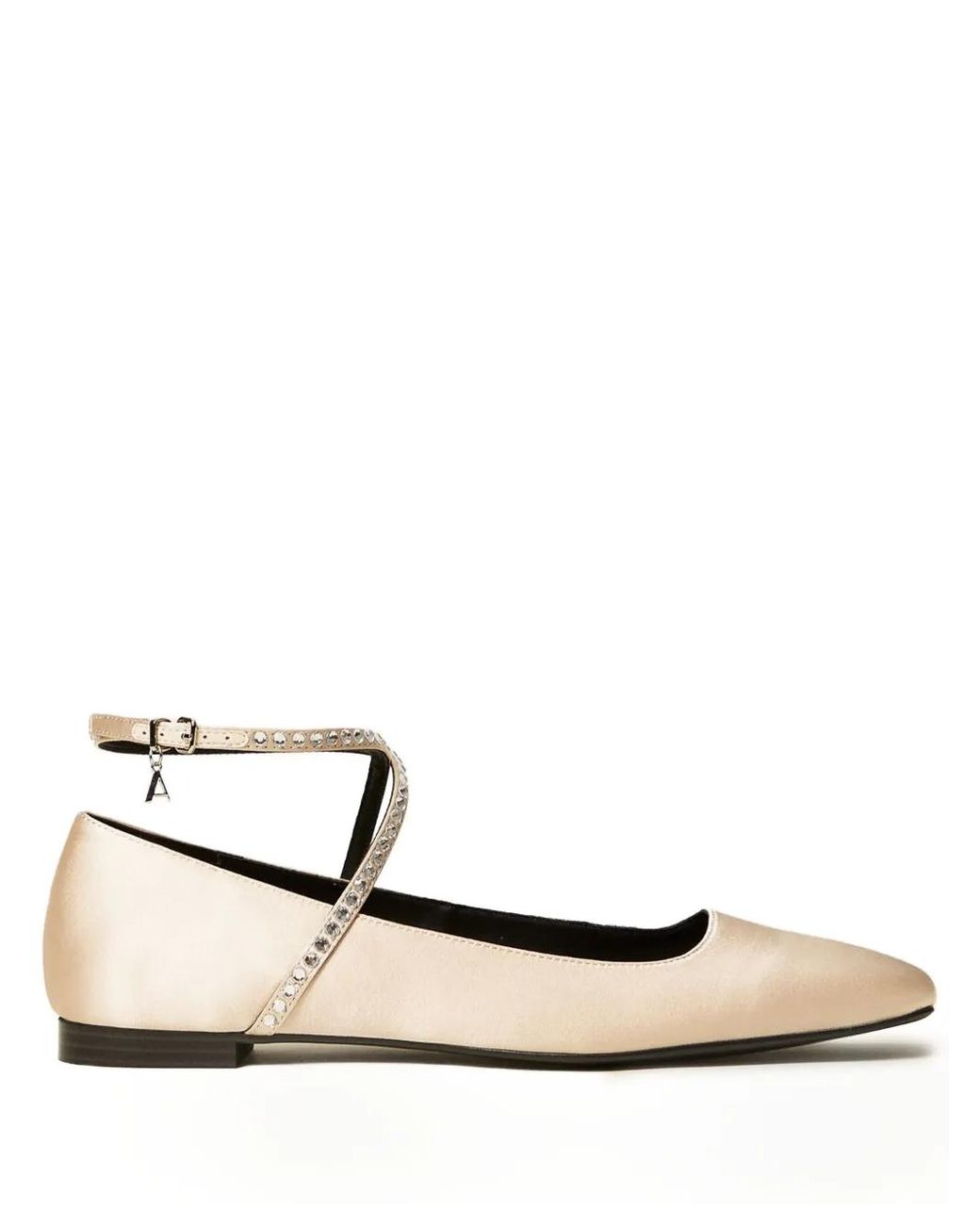 Twinset White Rhinestones-Embellished Ballet Flats
