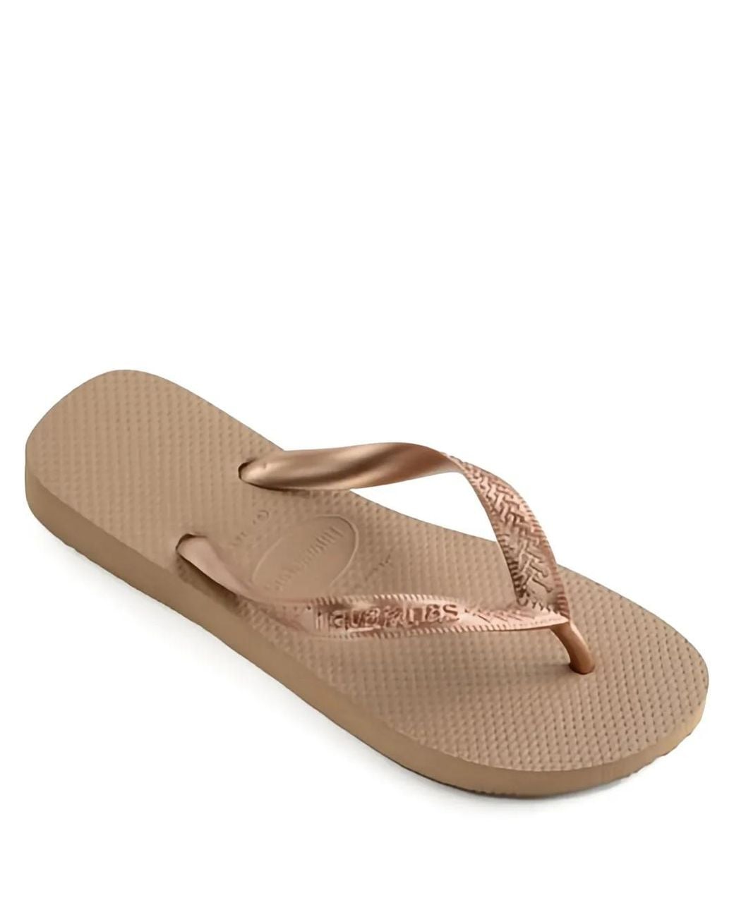 Havaianas Brown Top Tiras Metallic Thong Flip-Flops