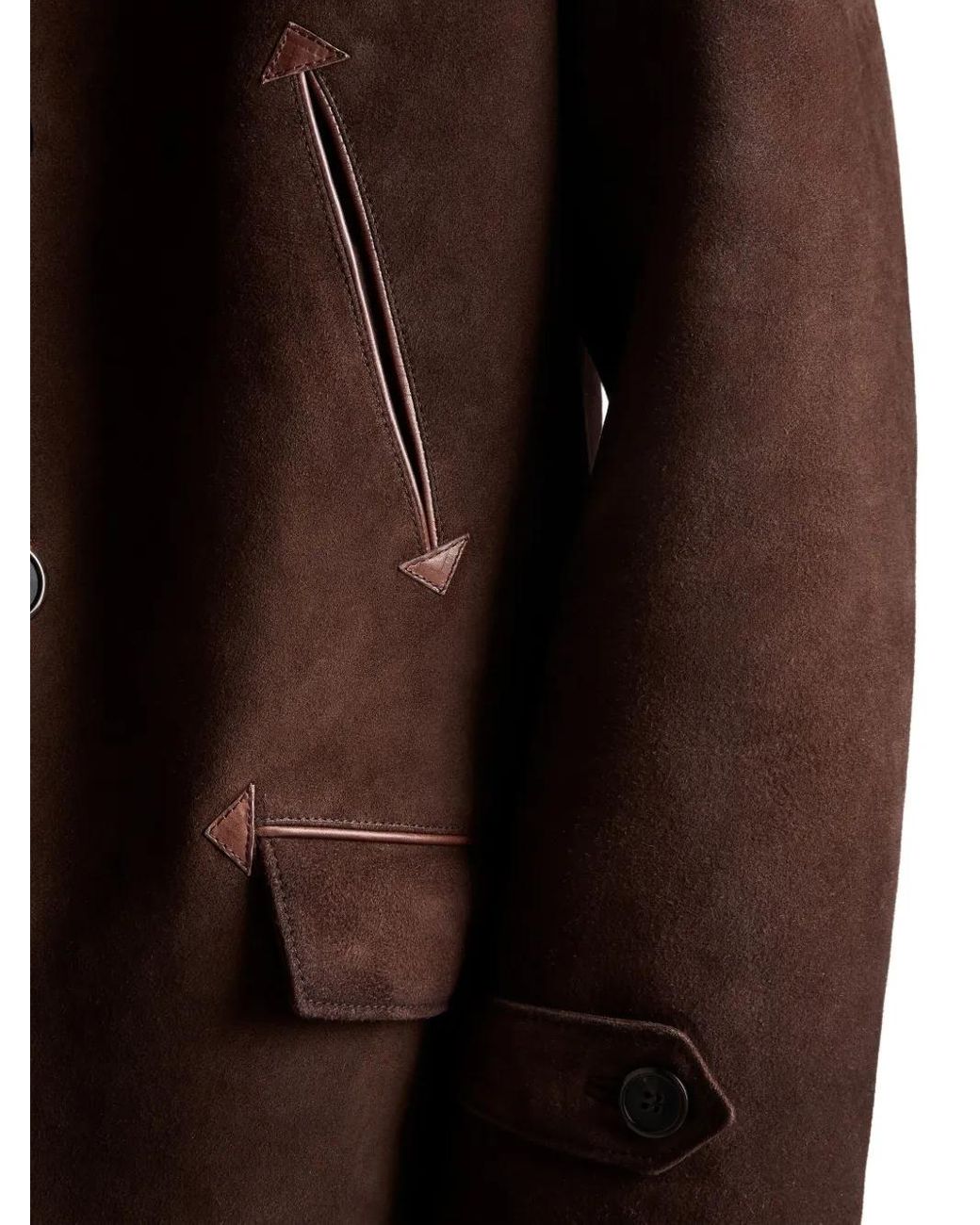 Prada Brown Shearling-Collar Suede Jacket for men