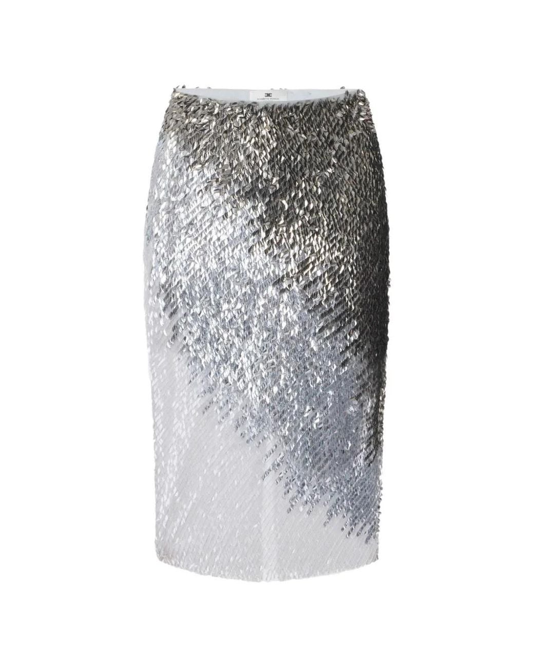 Elisabetta Franchi Gray High Waisted Skirt