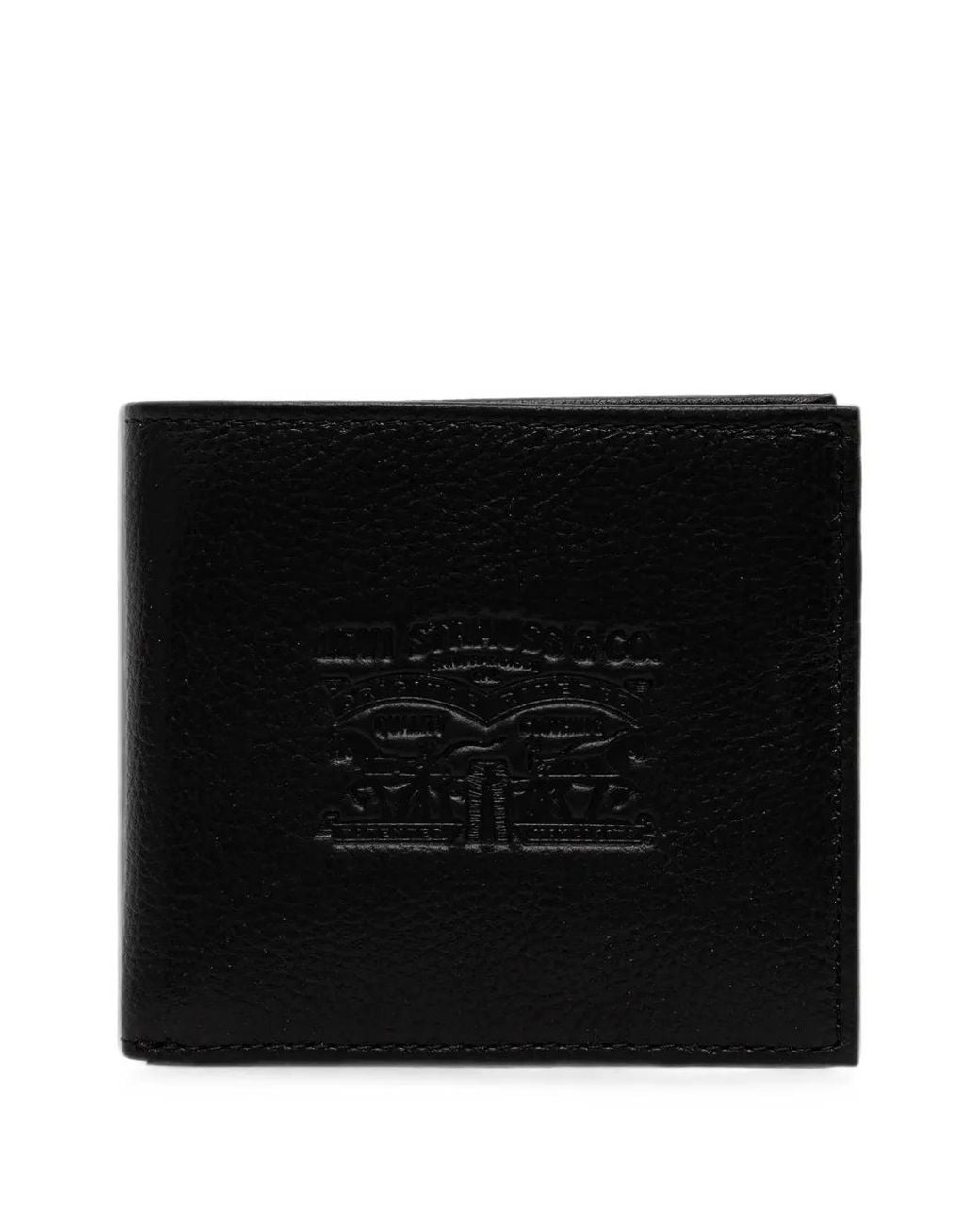 Levi's Black Two Horse Logo-Debossed Bi-Fold Wallet for men