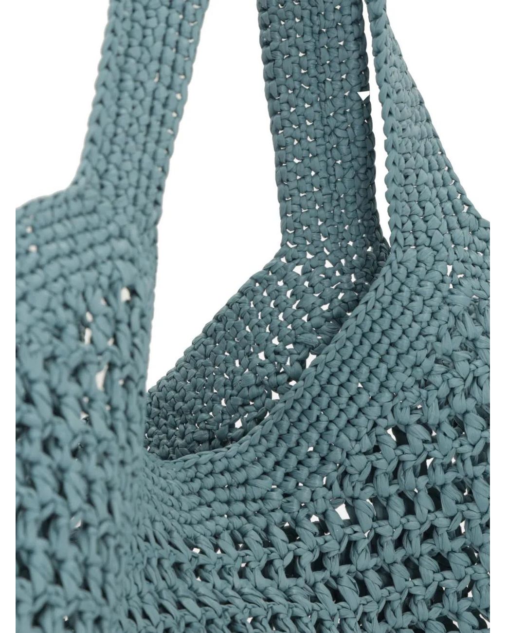 Tod's Blue Sac Cabas En Crochet À Patch Logo