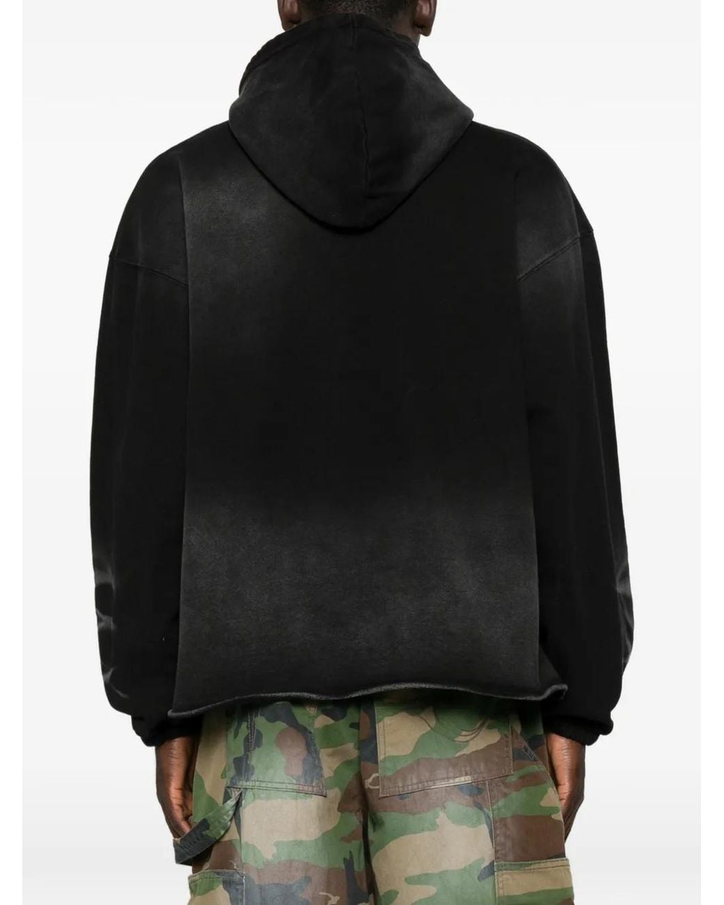 THUG CLUB Black Graphic-Print Drawstring Hoodie for men