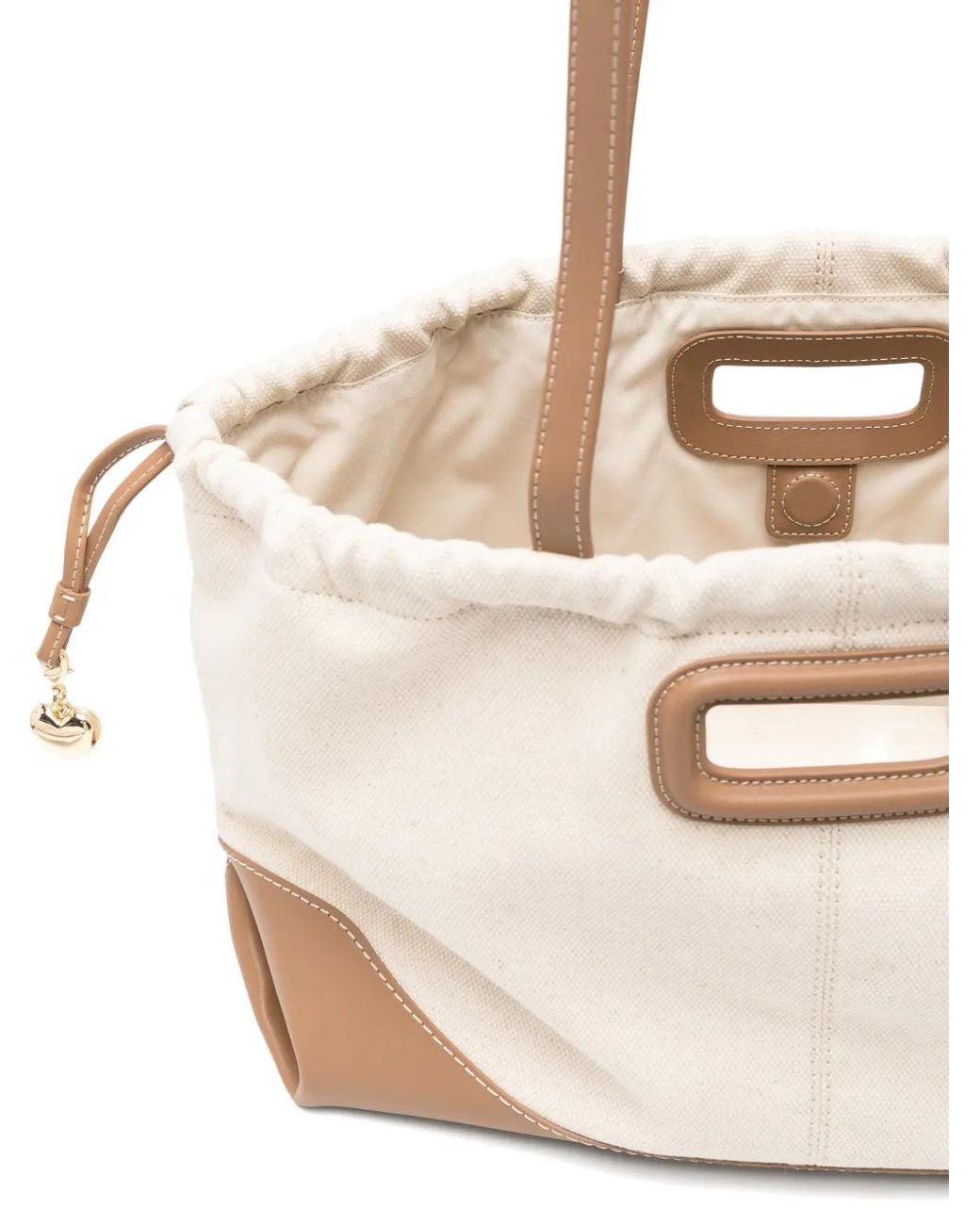 Maje Natural Milpli Canvas And Leather Tote Bag