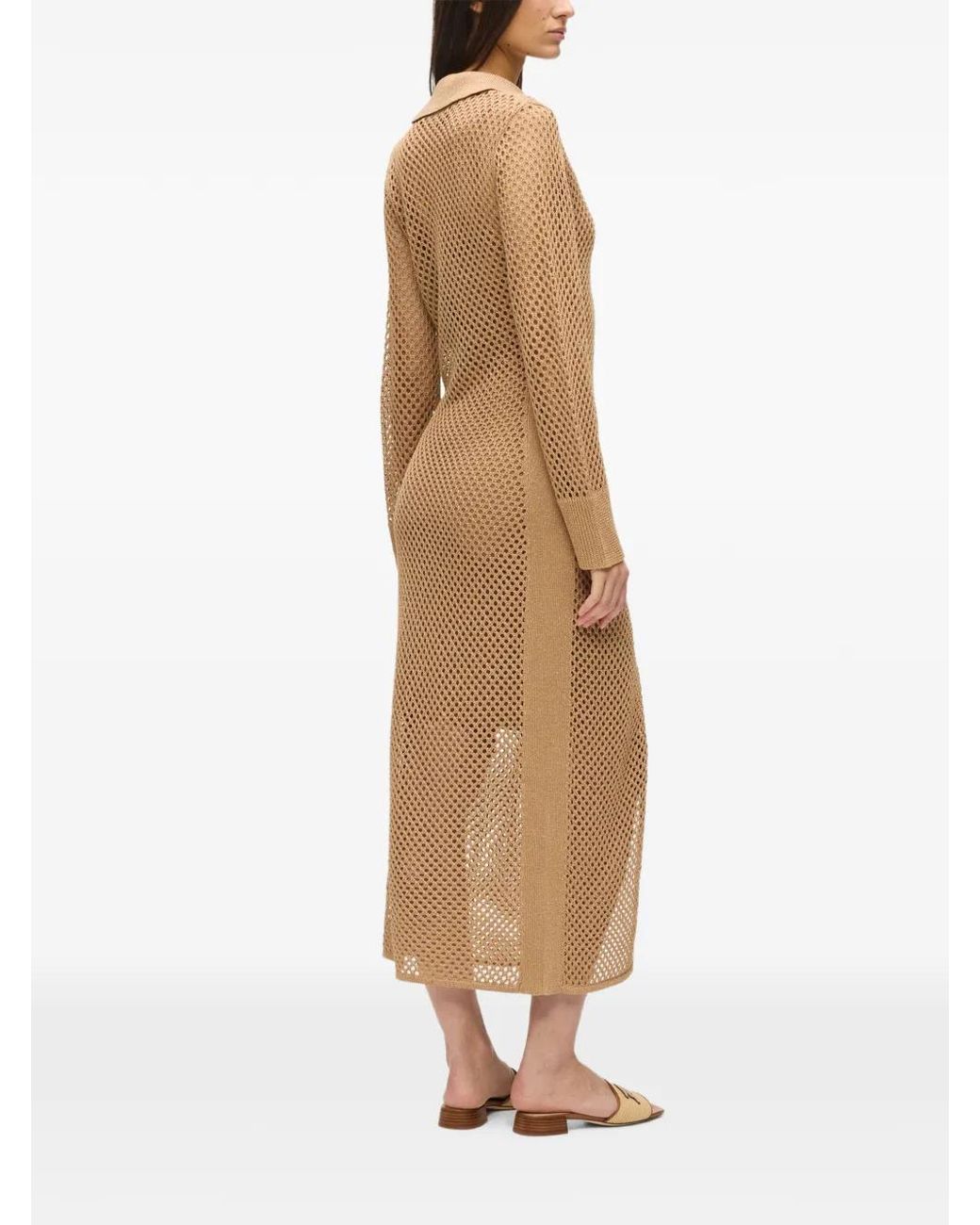 Karl Lagerfeld Natural Crocheted Midi Dress