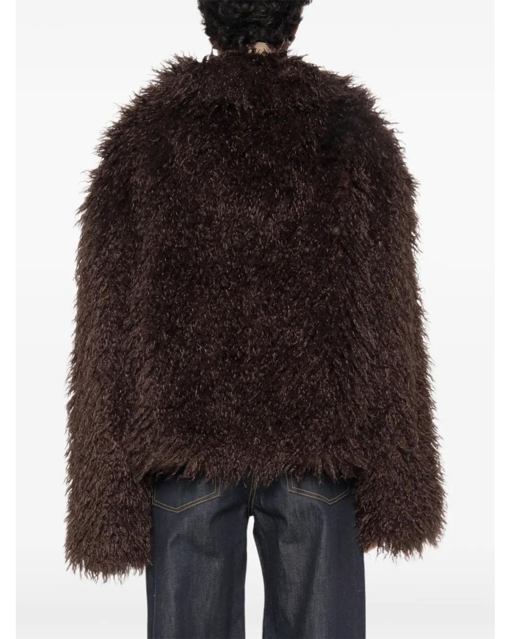 Source Unknown Black Hathi Belted Faux-Fur Jacket