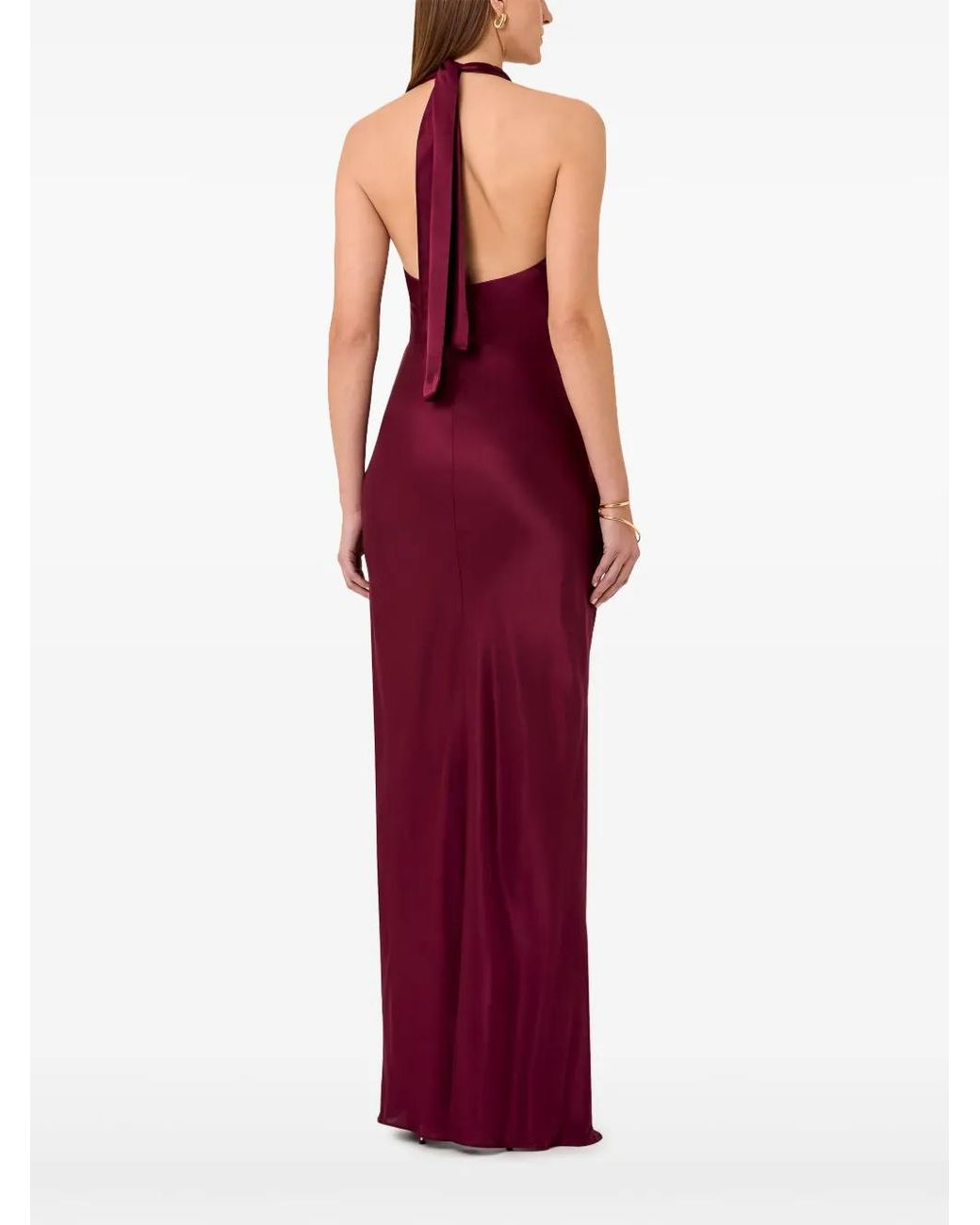 Nicholas Red Halterneck Silk Viscose Maxi Dress