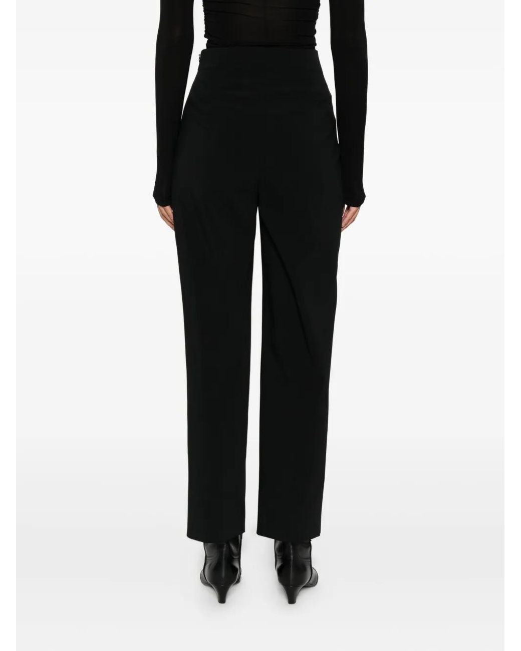 Alberta Ferretti Black Straight-Leg Trousers