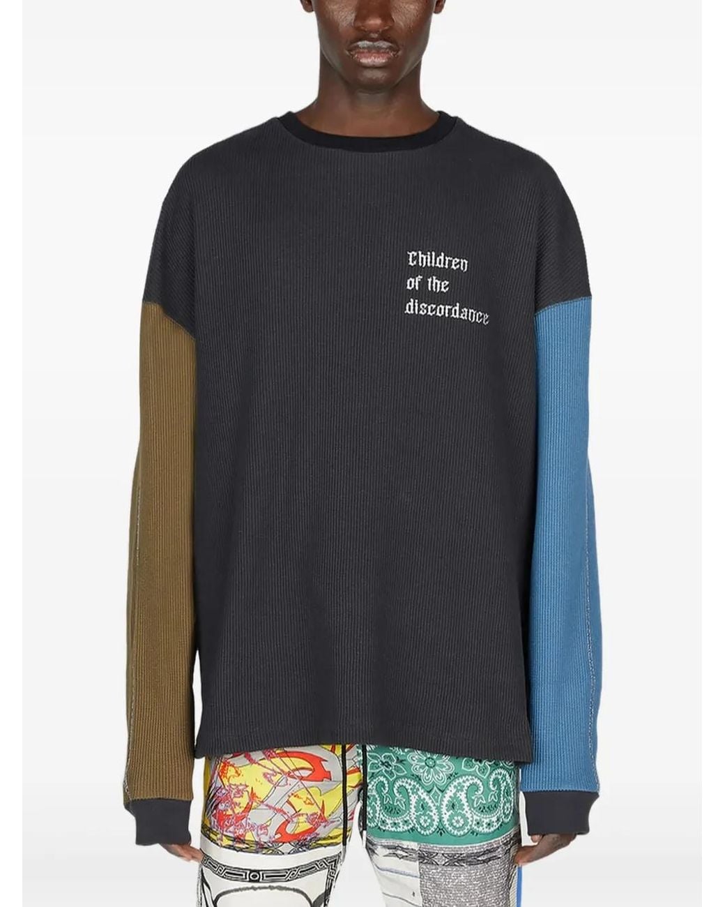 Children of the discordance Blue Colour-Block Sweatshirt for men