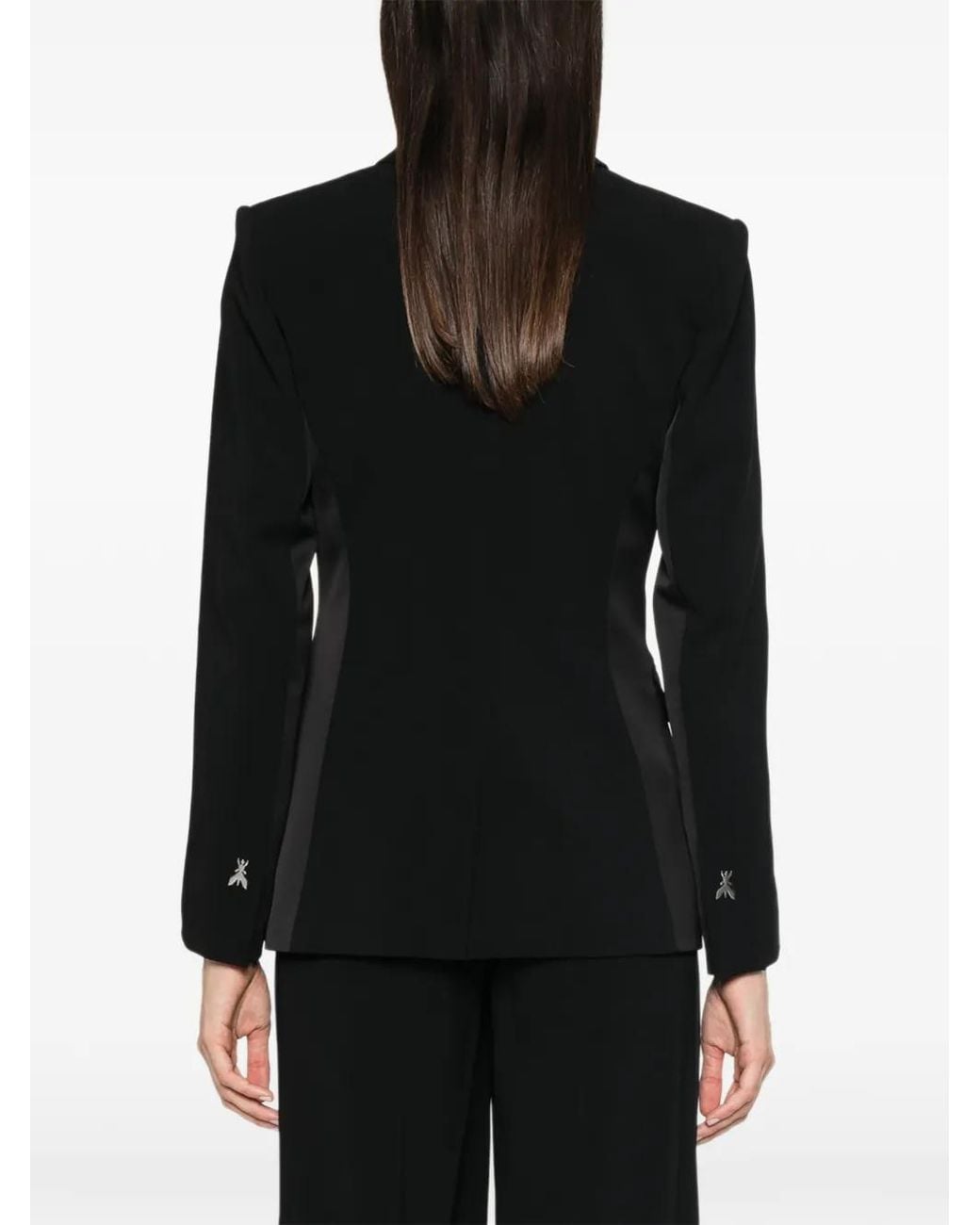 Patrizia Pepe Black Double-Breasted Crepe Blazer