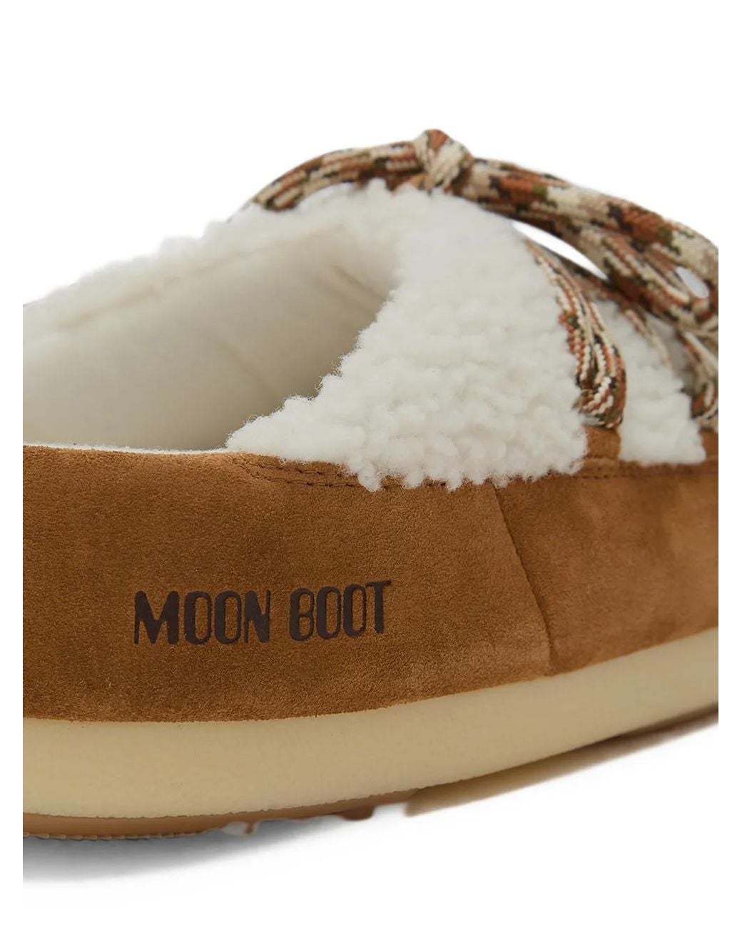 Moon Boot Brown Shearling-Trim Lace-Up Sandals