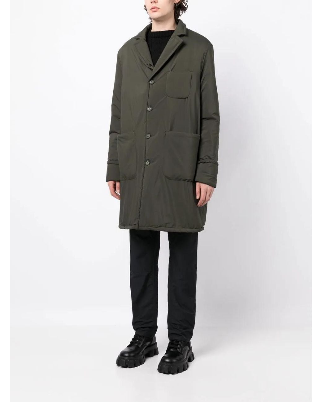 4SDESIGNS Black Patch-Pockets Single-Breasted Coat for men