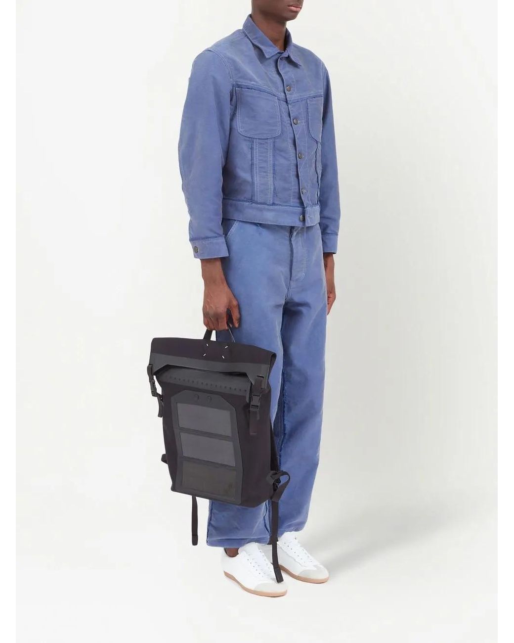 Maison Margiela Black Folded-Top Buckle-Fastening Backpack for men
