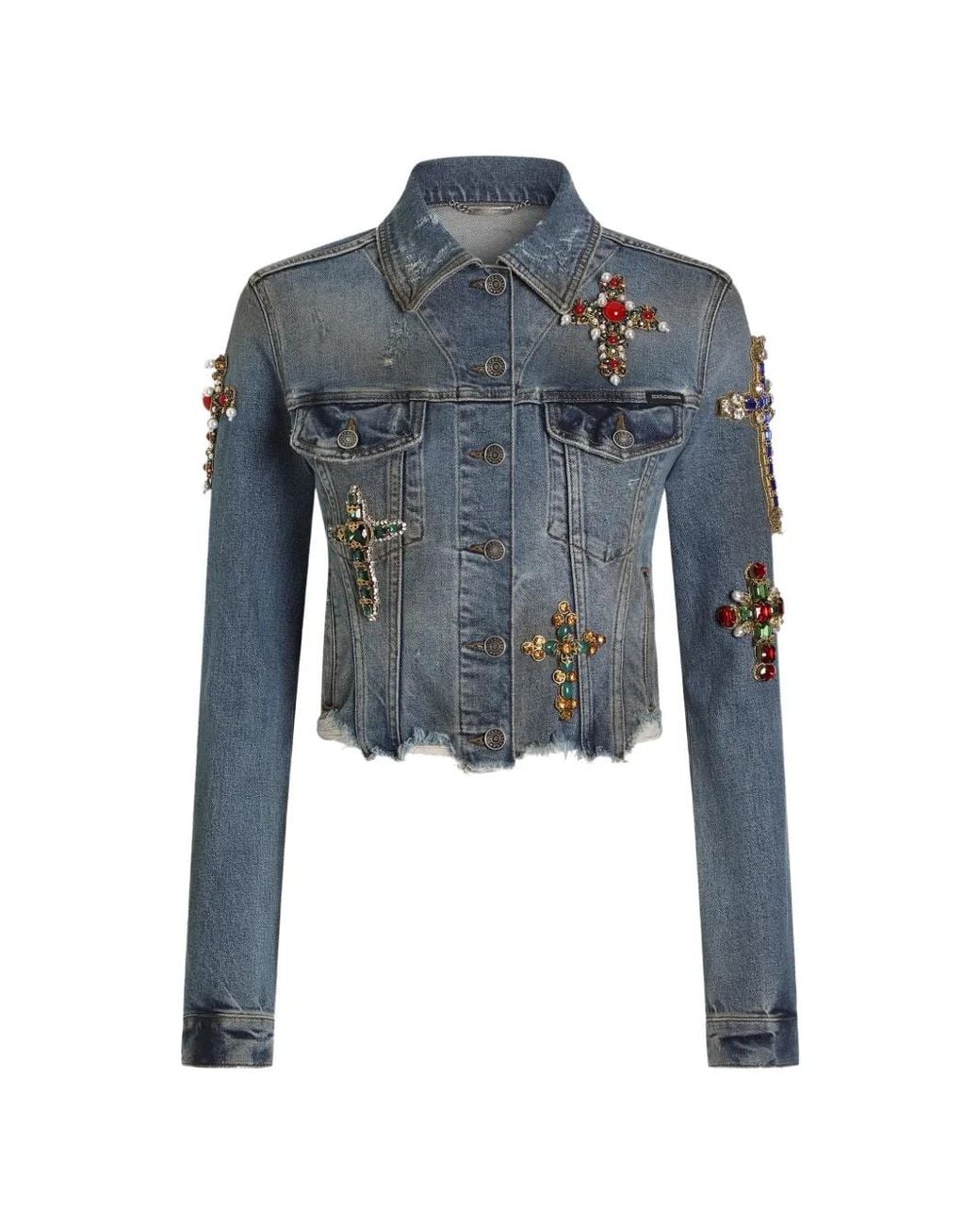 Dolce & Gabbana Blue Denim Jacket With Embroidery