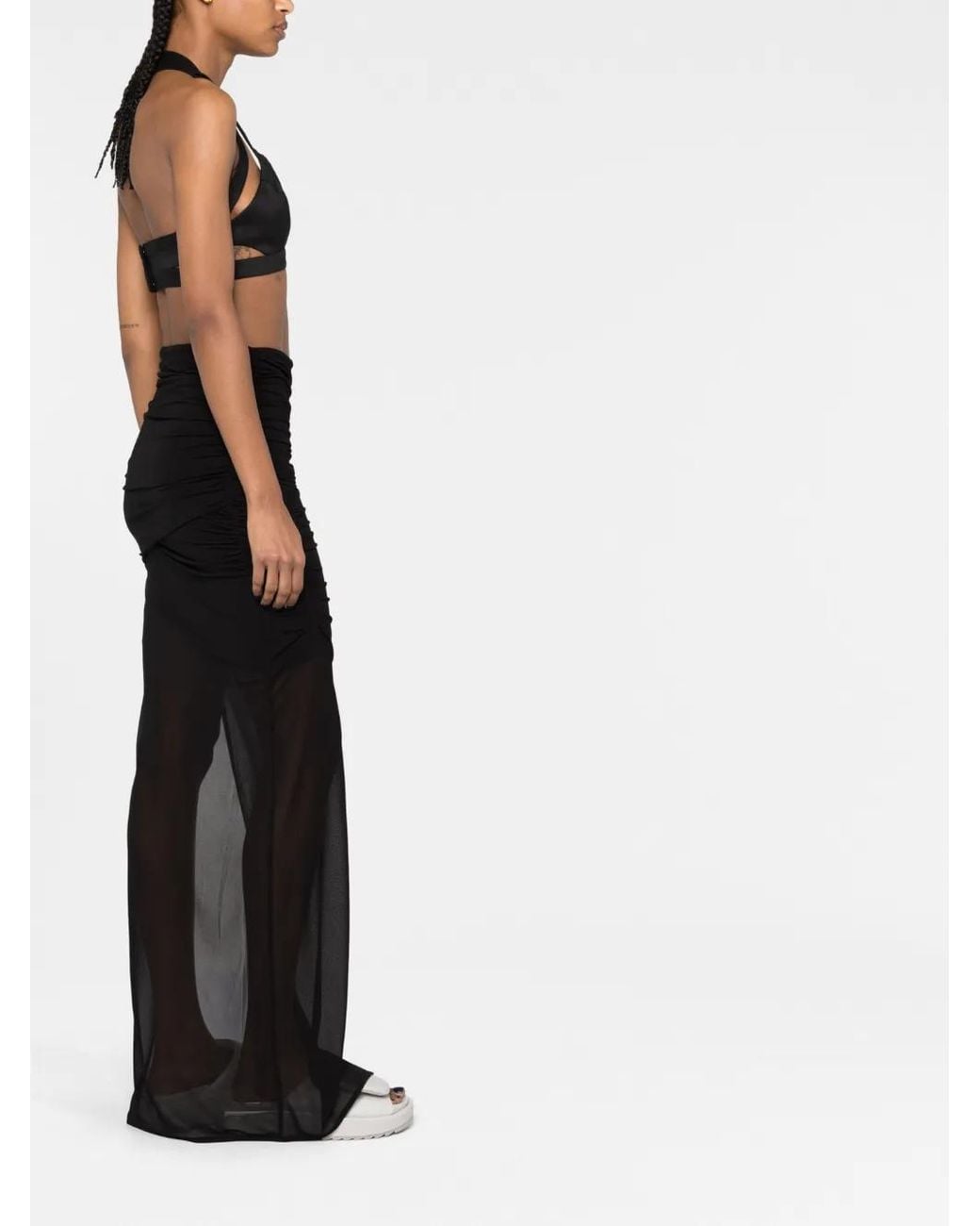 GAUGE81 Black Tiroi Layered Semi-sheer Skirt