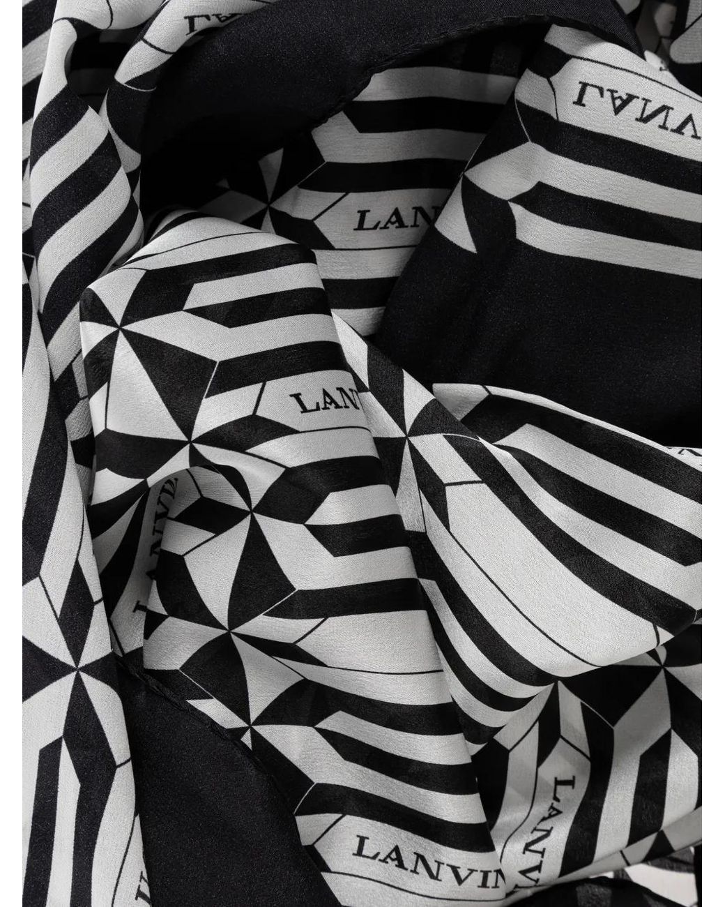 Lanvin White Silk Scarf With Logo