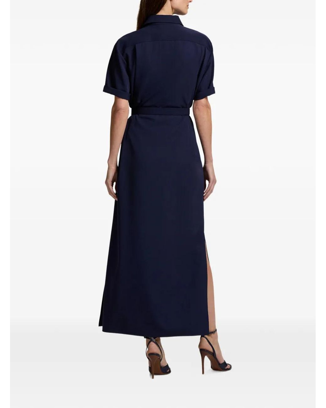 Ralph Lauren Blue Carol Belted Short-Sleeve Dress