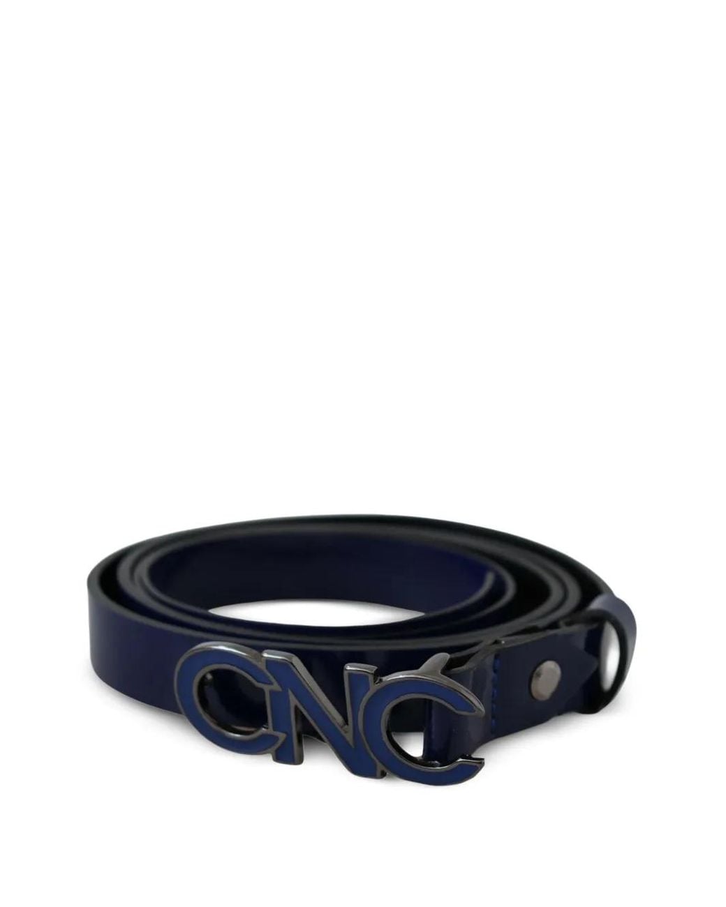 CoSTUME NATIONAL Blue Logo-Buckle Patentt-Leather Belt for men
