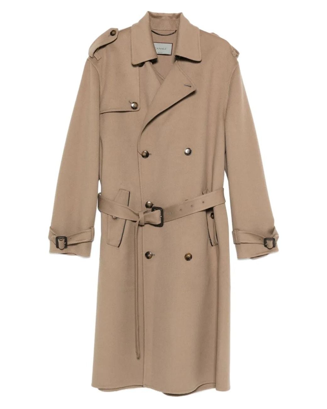 Canali Natural Belted Double-Breasted Coat for men