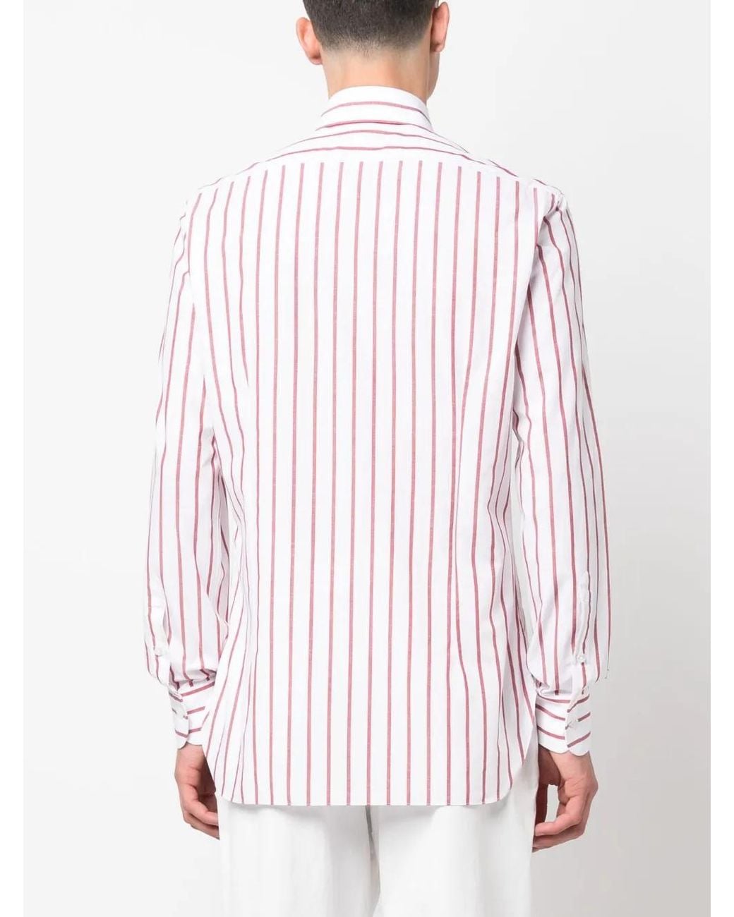 Barba Napoli Pink Stripe-Print Cotton Shirt for men