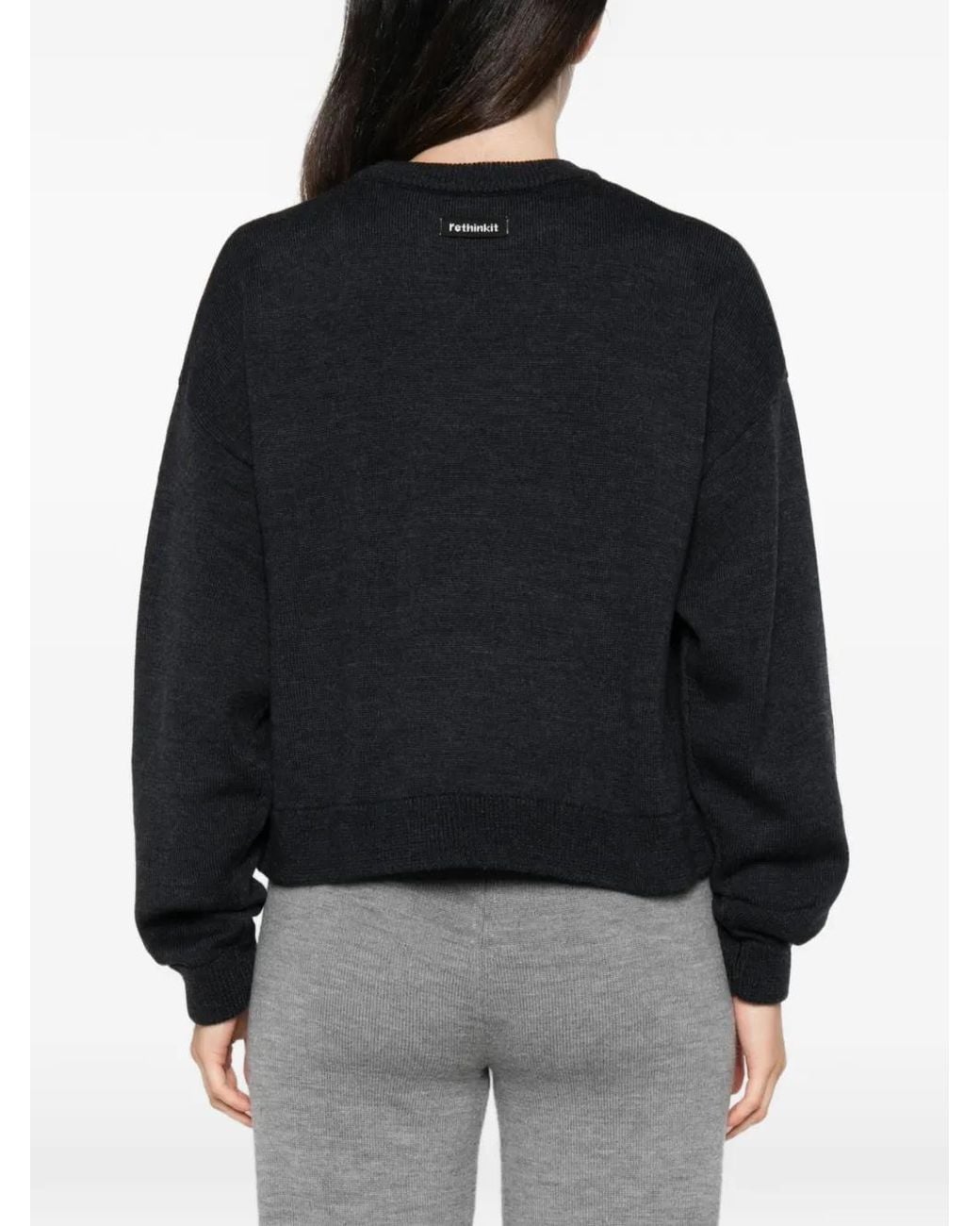 Rethinkit Studios Black Logo-Intarsia Crew-Neck Sweater