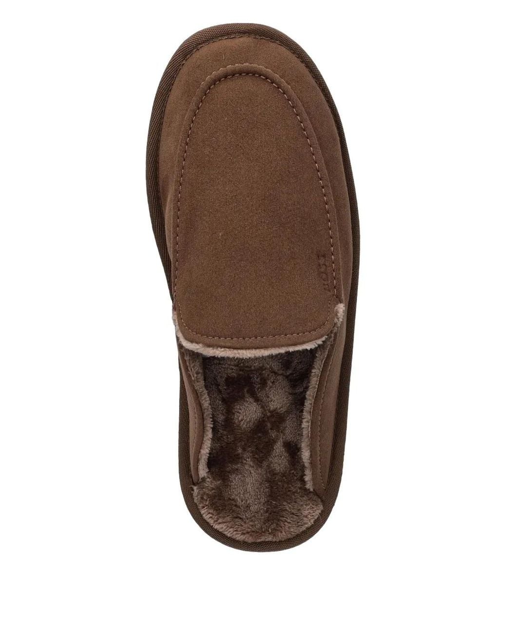 Boss Brown Msfr Topstitched Slippers for men