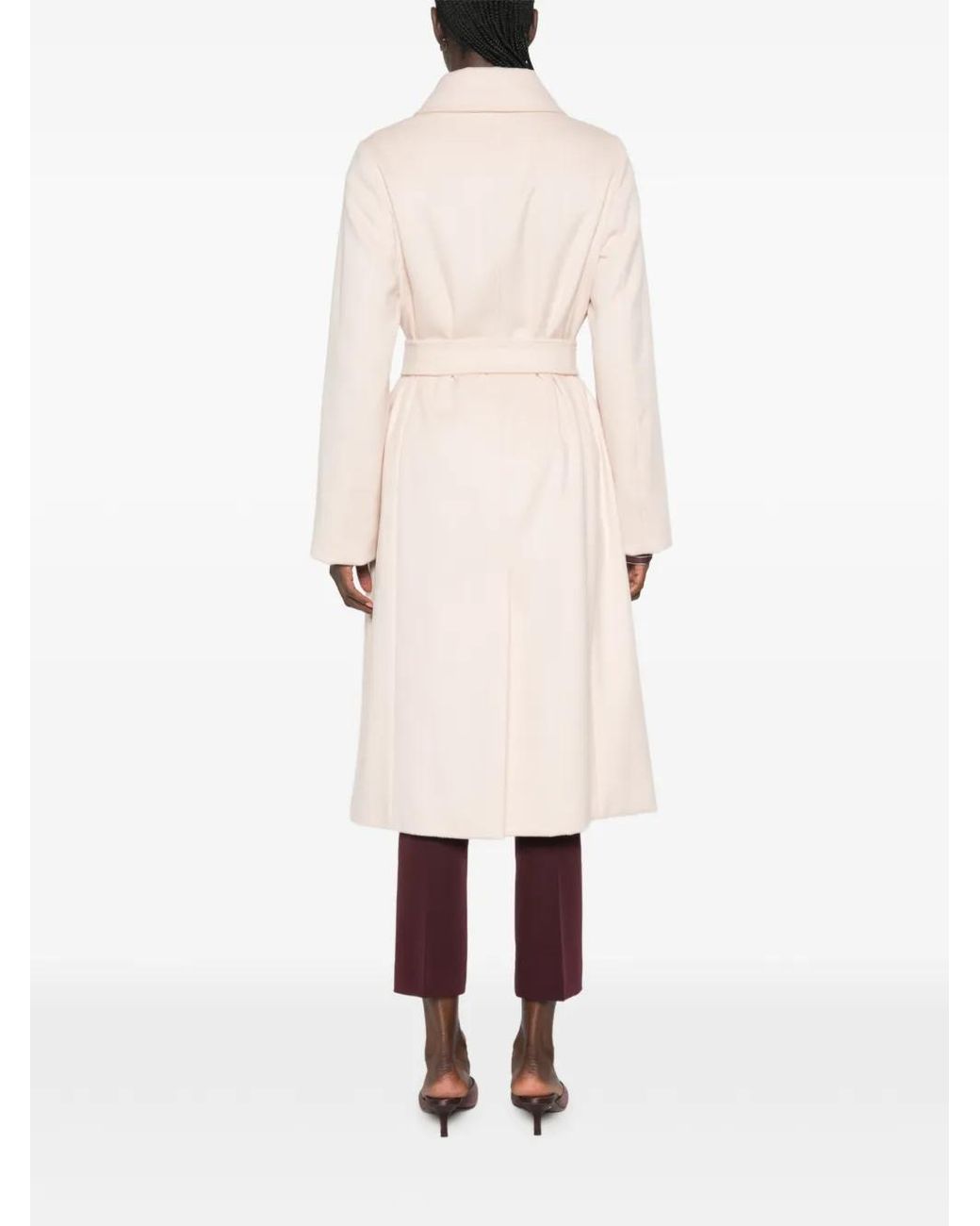 Max Mara White Trench Boutonné À Taille Ceinturée