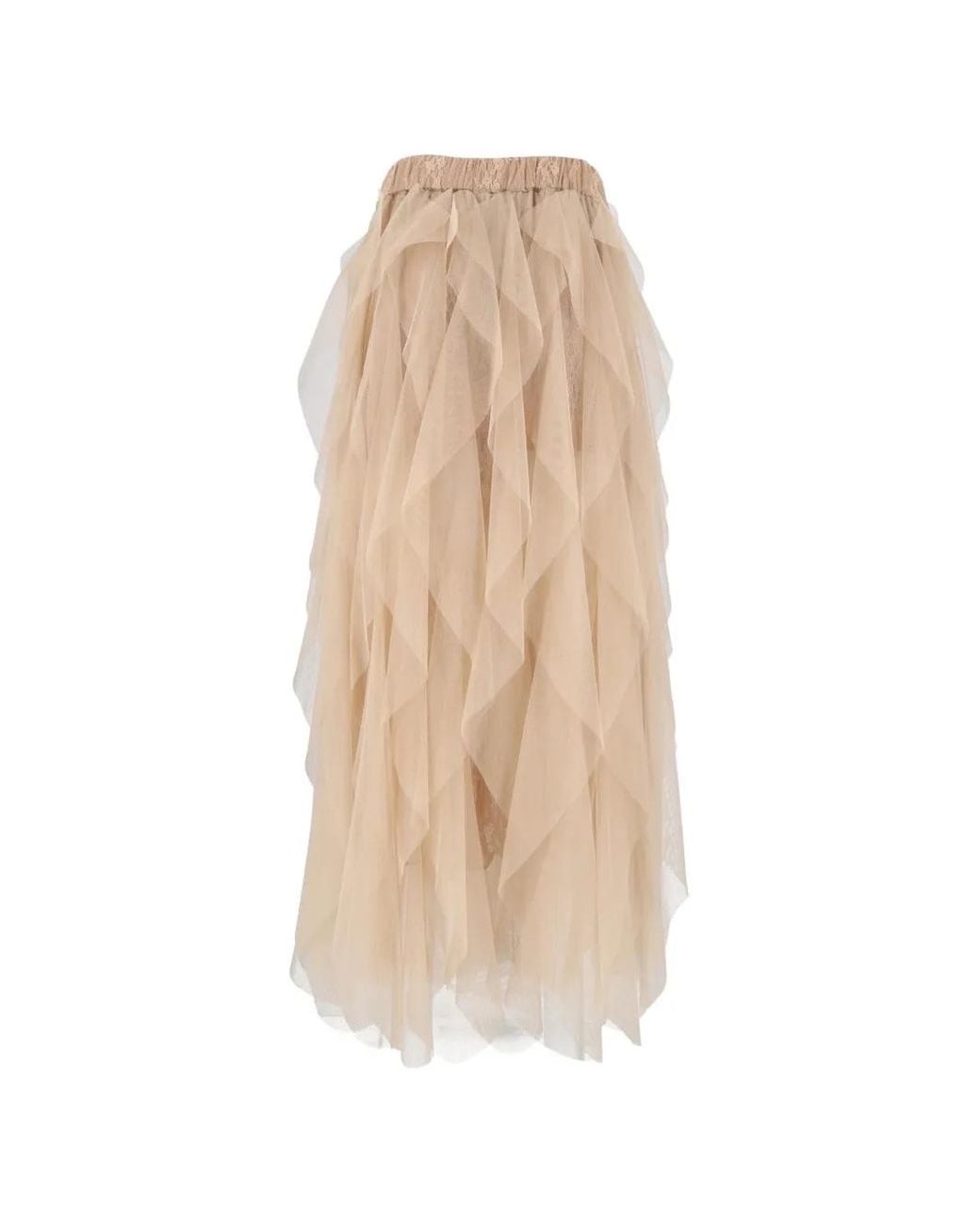 Ermanno Scervino White Ruffled-Tulle Asymmetric Skirt