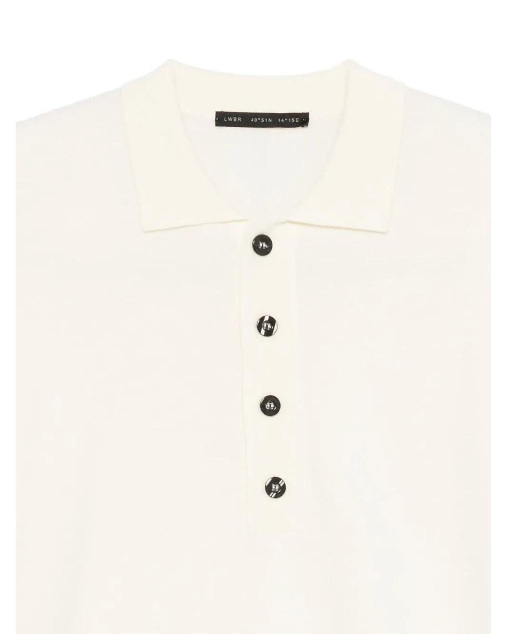 Low Brand White Button-Placket Polo Shirt for men
